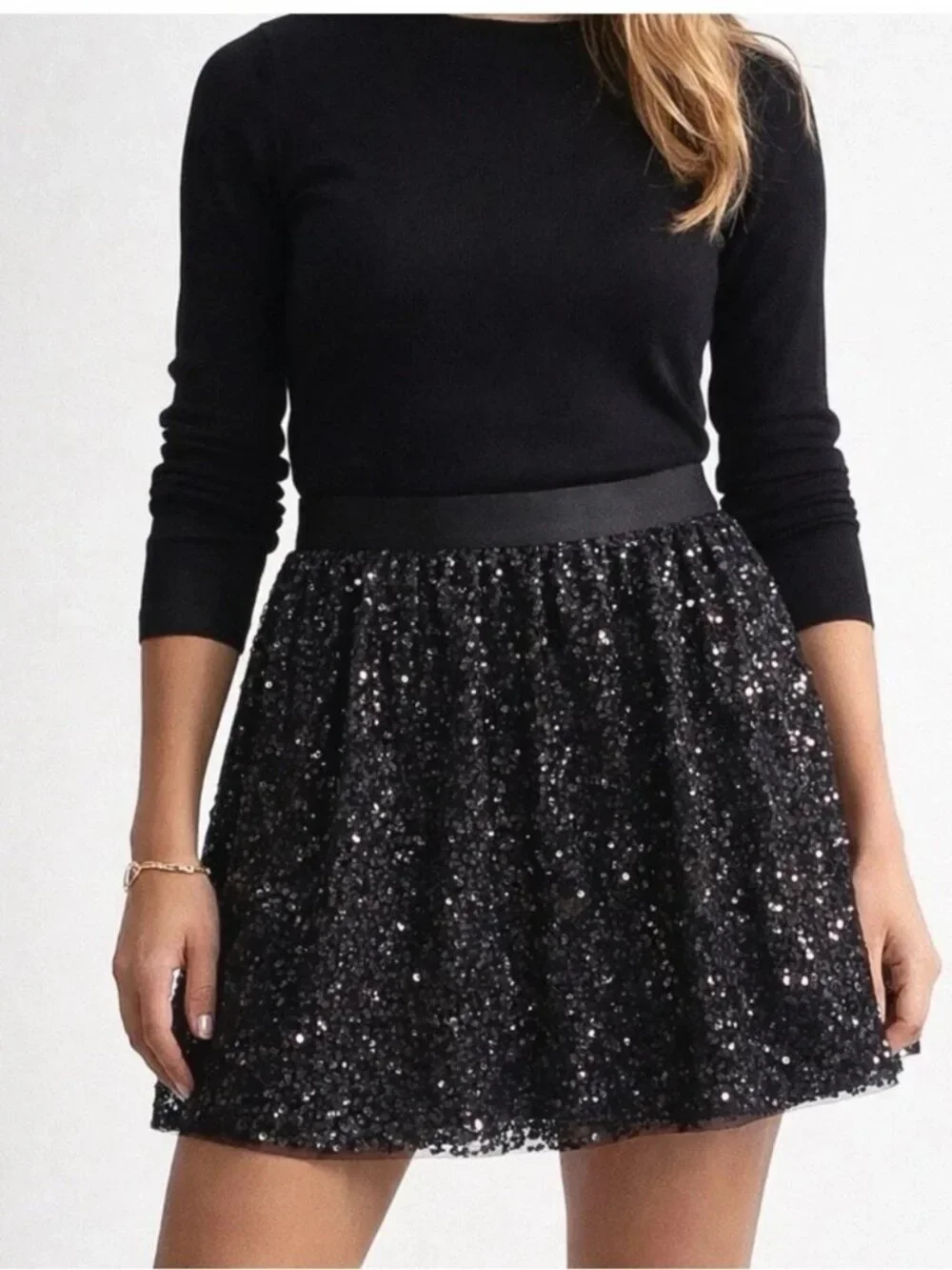 2/$30 J. Crew Starry Night Mini Sequin Skirt Black 2 #A3654